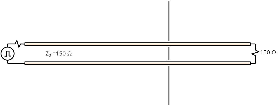 parallel wire transmission line passing through a metal plate