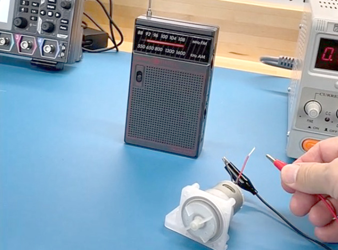 DC motor and portable AM radio