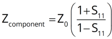 equation for component impedance as a function of S11 for a single port measurement